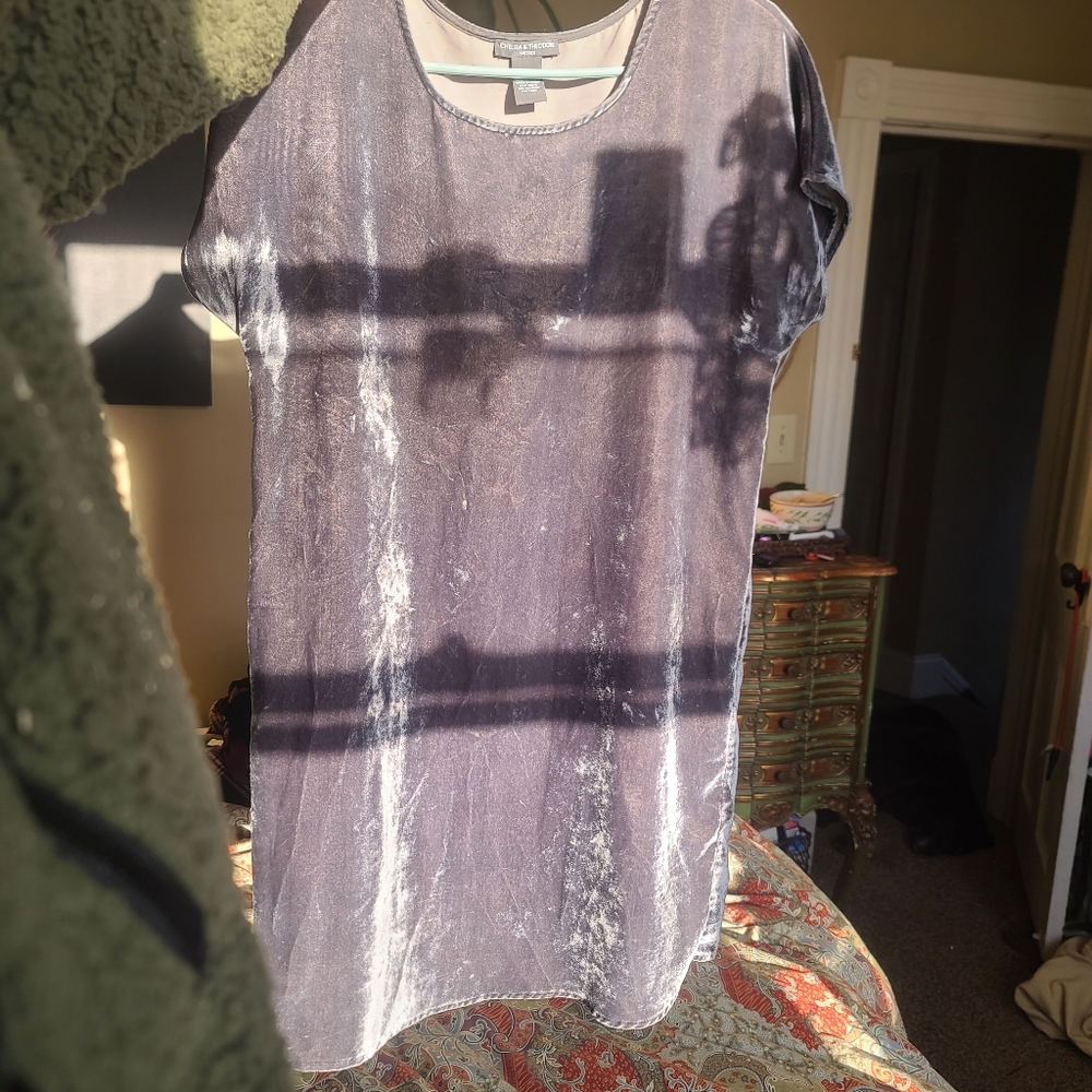 S Crushed Velvet Blue/Gray Dress